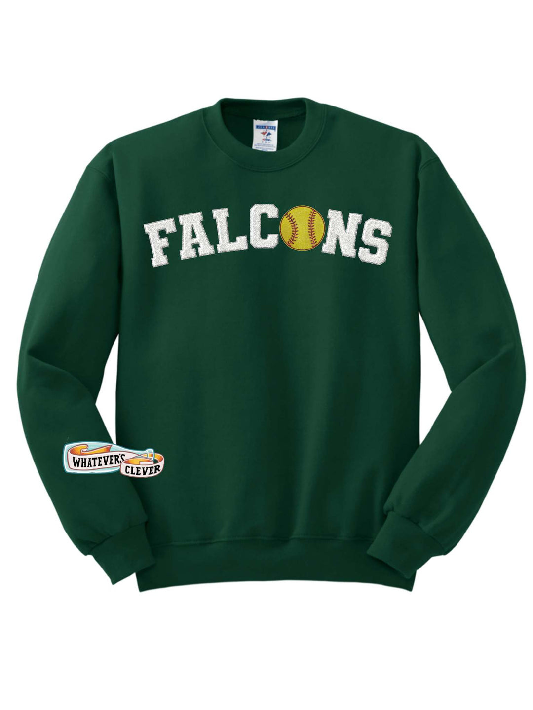 Falcons Crewneck with Chenille Letters and Sequin Ball