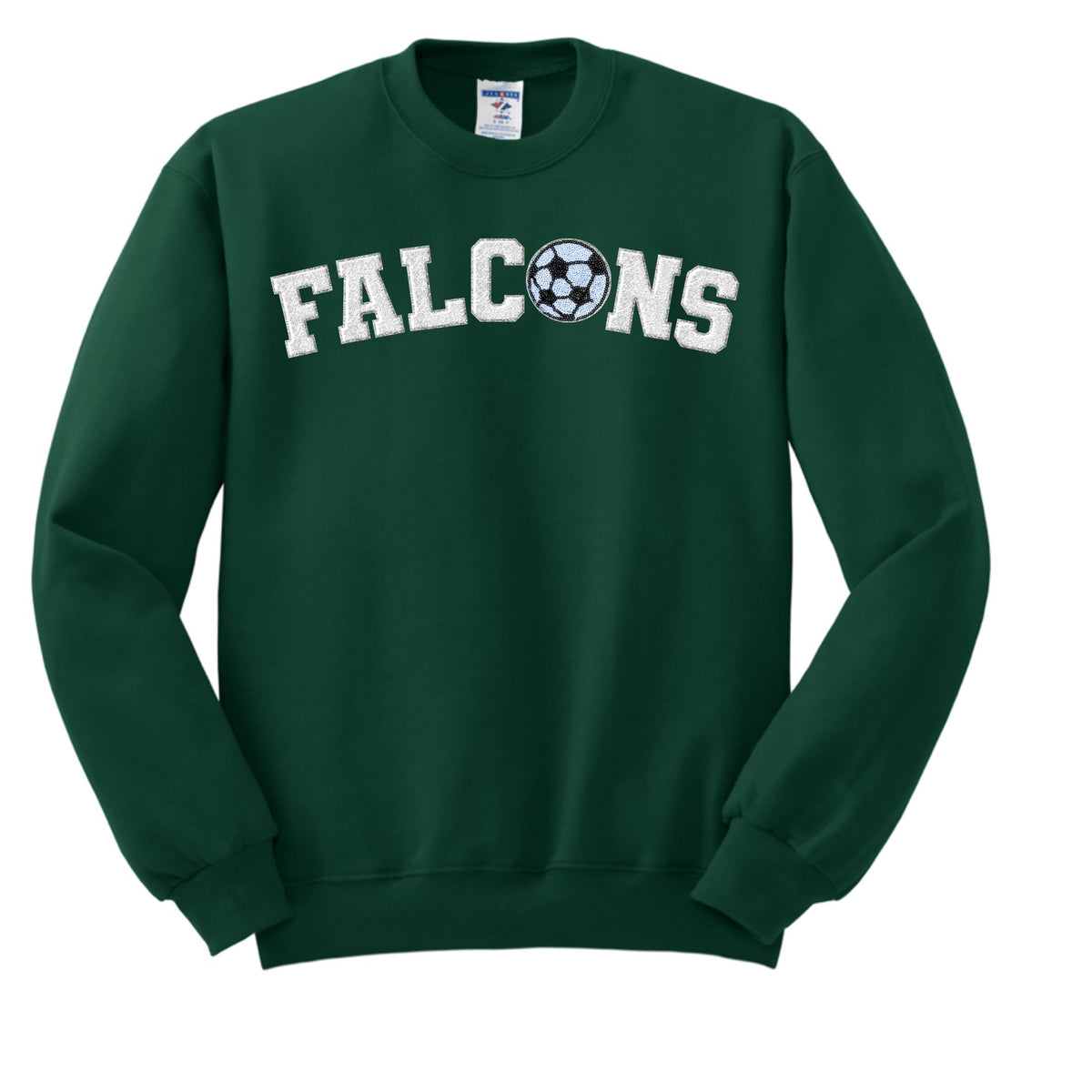 Falcons Crewneck with Chenille Letters and Sequin Soccer Ball