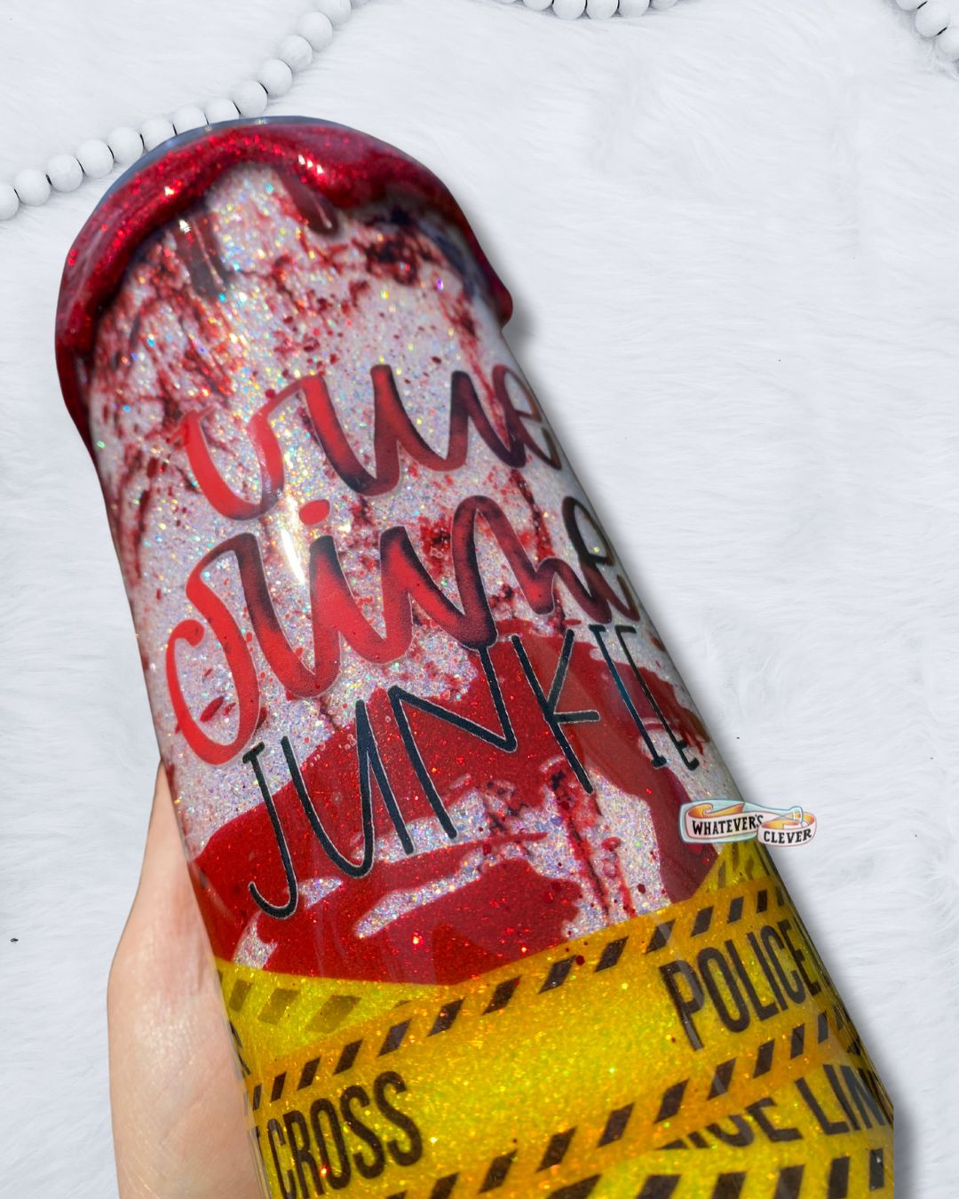 20oz True Crime Tumbler with Glitter Drip
