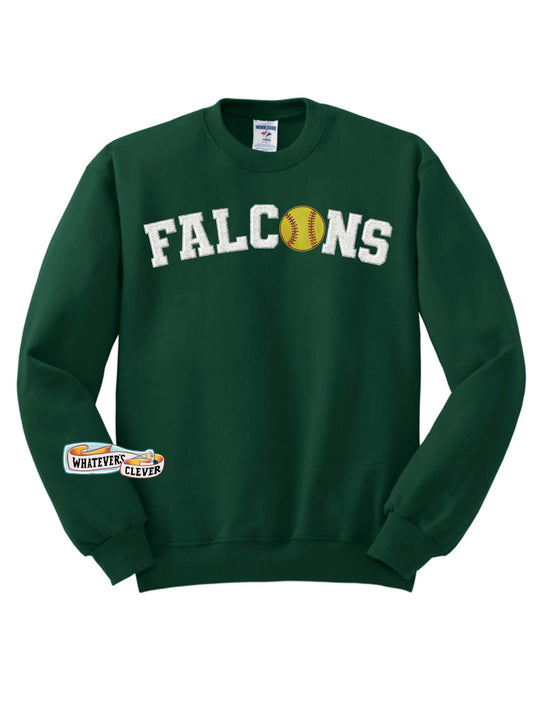 Falcons Crewneck with Chenille Letters and Sequin Ball