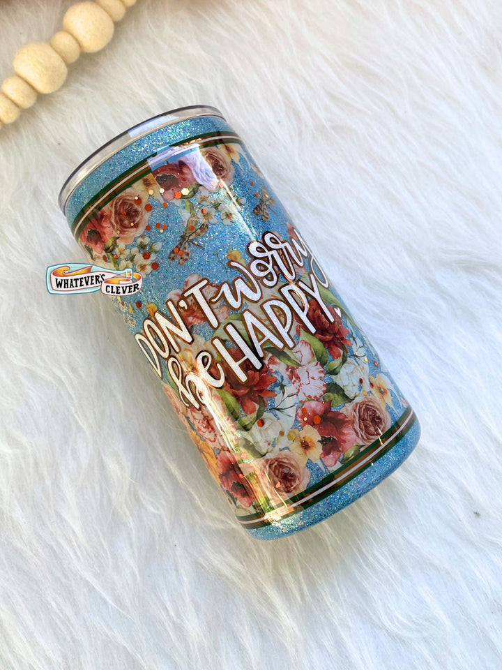 12oz Be Happy Floral Tumbler