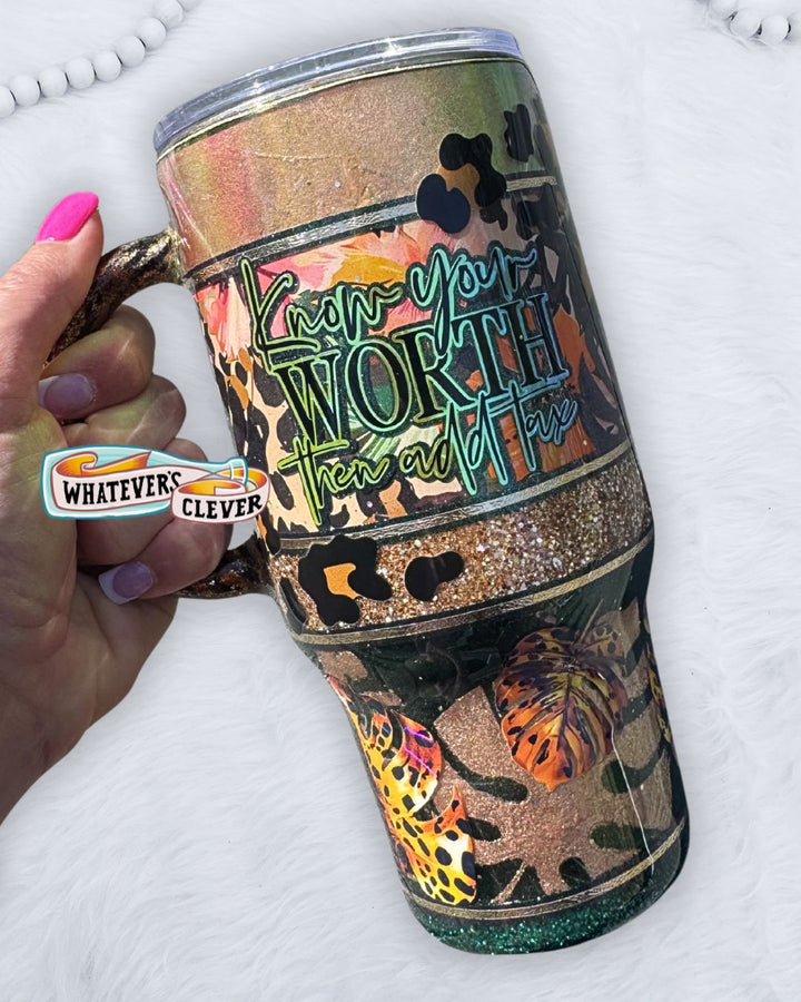 24oz Know Your Worth, Plus Tax Tumbler