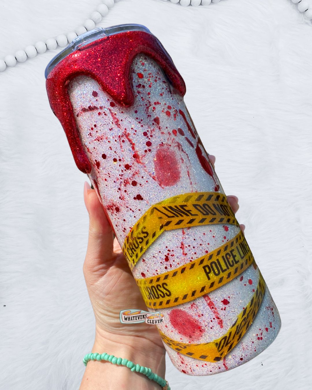 20oz True Crime Tumbler with Glitter Drip