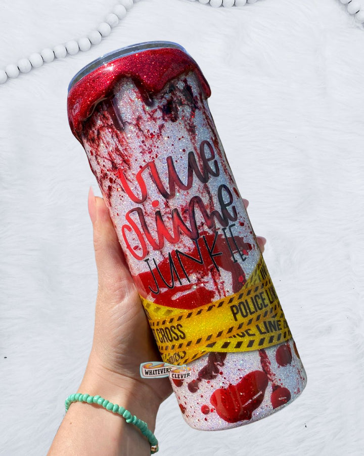 20oz True Crime Tumbler with Glitter Drip