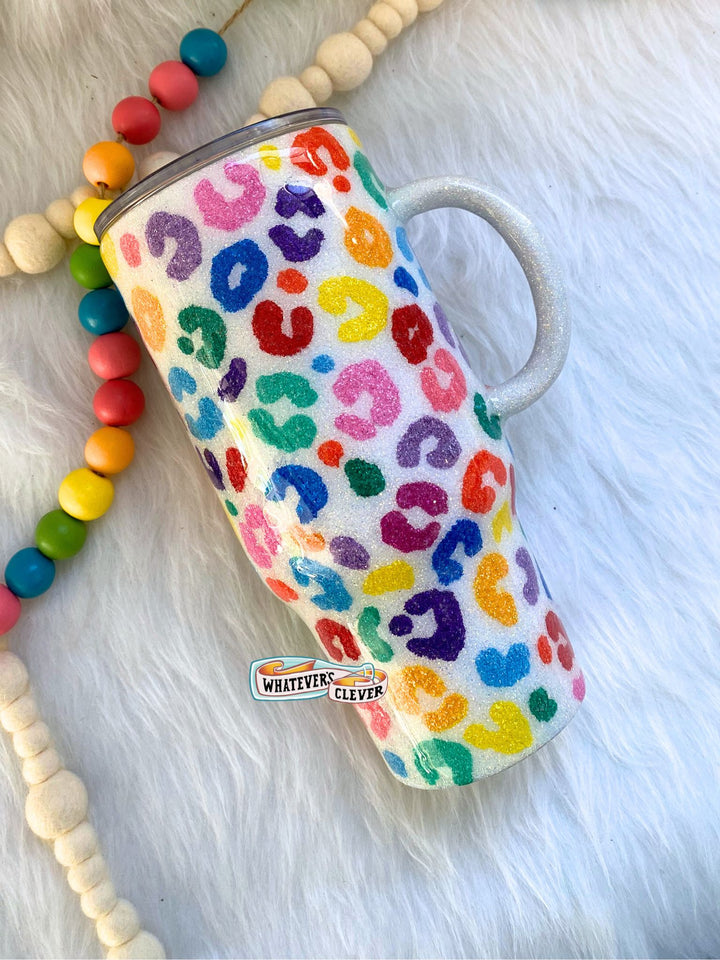 32oz Rainbow Leopard Tumbler