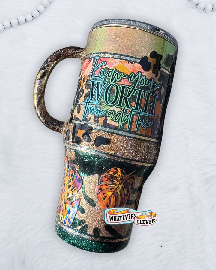 24oz Know Your Worth, Plus Tax Tumbler