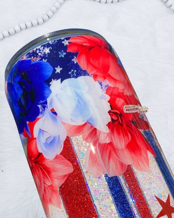 32oz Patriotic Floral Tumbler