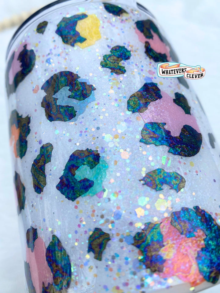 12oz Rainbow Leopard Tumbler