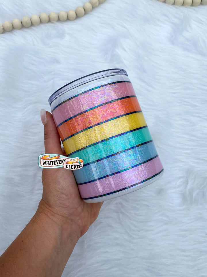 12oz Rainbow Stripe Tumbler