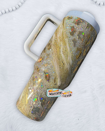40oz Gold Leopard Tumbler