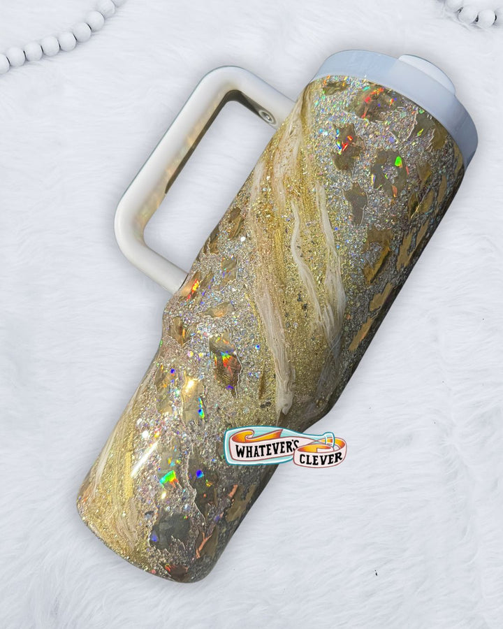 40oz Gold Leopard Tumbler