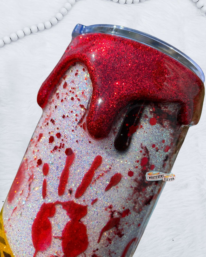 20oz True Crime Tumbler with Glitter Drip
