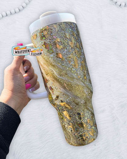 40oz Gold Leopard Tumbler
