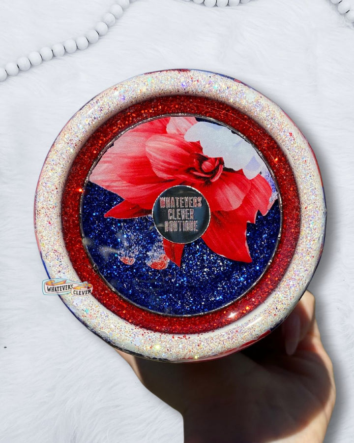 32oz Patriotic Floral Tumbler