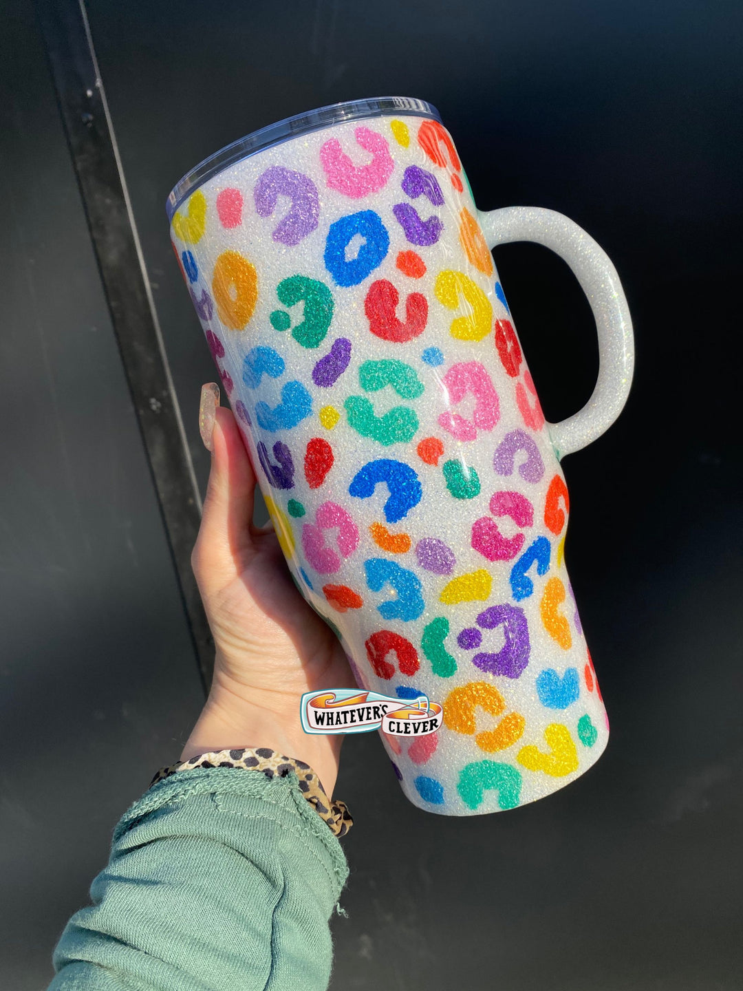 32oz Rainbow Leopard Tumbler