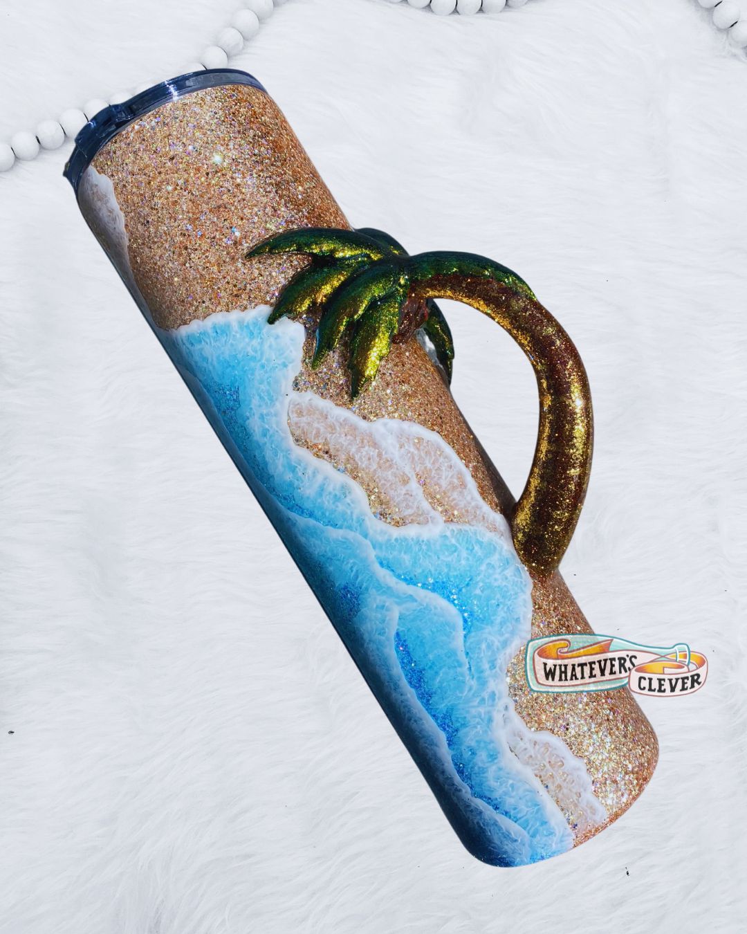 32oz Beach w/ Palm Tree Handle Tumbler