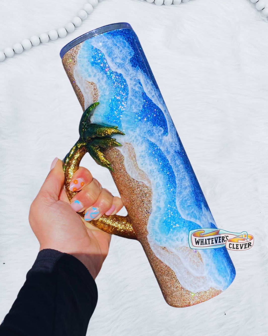 32oz Beach w/ Palm Tree Handle Tumbler