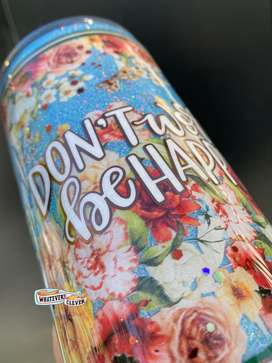 12oz Be Happy Floral Tumbler