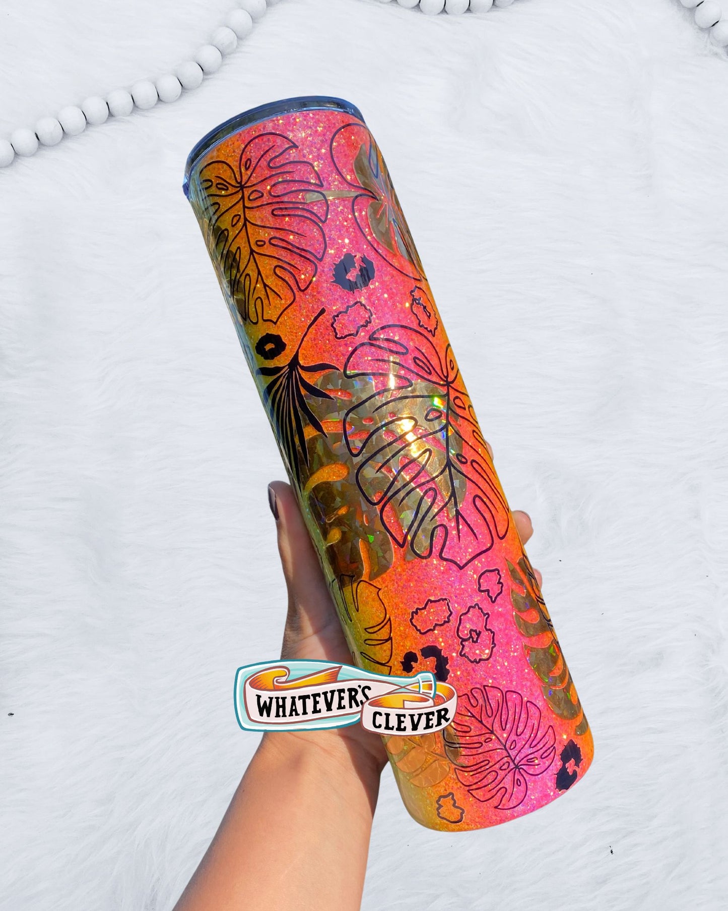 32oz Neon Beach Palm Tumbler