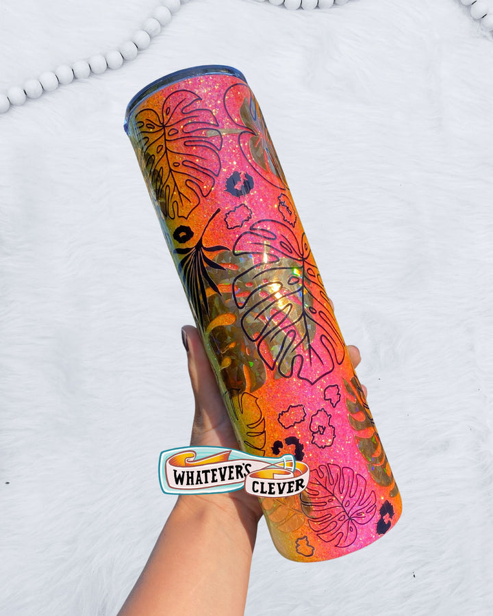 32oz Neon Beach Palm Tumbler