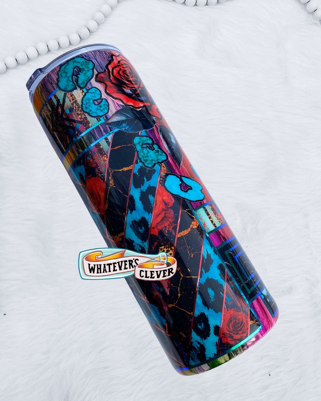 24oz Dark Leopard Mixed Media Tumbler