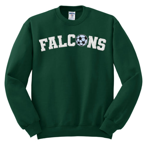 Falcons Crewneck with Chenille Letters and Sequin Soccer Ball