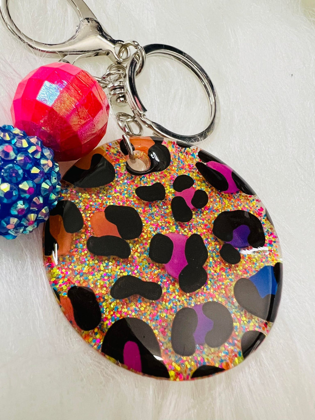 Rainbow Leopard Keychain