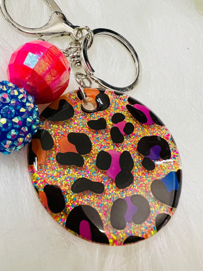 Rainbow Leopard Keychain
