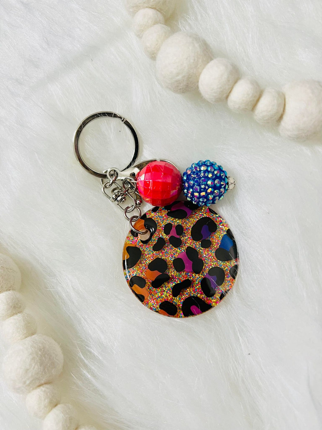 Rainbow Leopard Keychain